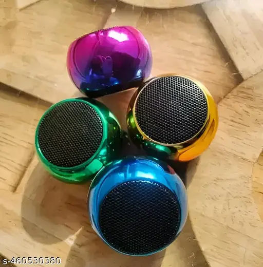 Small Portable Mini Bluetooth Speaker Multicolour, Wireless Metal Design with Powerful Bass, Compatible with All Devices, Travel-Friendly, (Pack of 1