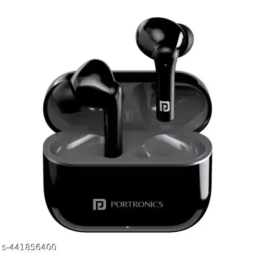 Portronics Harmonics Twins S6 TWS Earbuds with 50Hrs Playtime, Auto ENC, Quad Mics, 10mm Drivers, IPX4 Water Resistant, ASAP Charge, BT5.3, Voice Assistant, Touch Control, Type C Charging Port(Black)