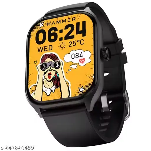 HAMMER 2.01" IPS on Display, Advanced Bluetooth Calling Smartwatch, Dual Mode, Voice Assistant, Rotating Crown, Sleek Desgin, Sports Modes, 500 Nits Brightness, 240x296 PX (Jet Black)