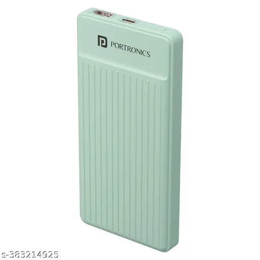 Portronics Luxcell B 10K 10000 mAh 22.5W Fast charging Power Bank, Ultra Slim Power Bank with Mach USB-A Output, Type C PD Output, Type C Input, Wake Up Button(Green